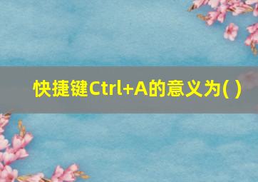 快捷键Ctrl+A的意义为( )